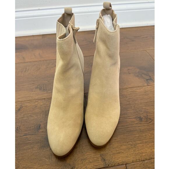 Violet & Red Meaghan Heeled Suede Zip Leather Bootie Cream Women's Size 10 NEW - Picture 2 of 5